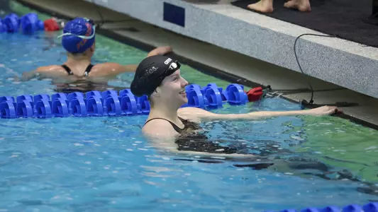 COLLEGE STATION, TX - February 21, 2026 - Kaitlyn Owens of the Texas A&M Aggies during the game between the Texas A&M Aggies and the Texas A&M Aggies at Rec Center Natatorium in College Station, TX. Photo By Bailee Wagner