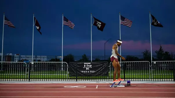 COLLEGE STATION, TX - May 28, 2025 - Ja'Qualon Scott of the Texas A&M Aggies during the NCAA West Regionals at E.B. Cushing Stadium in College Station, TX. Photo By Wesley Bowers/Texas A&M Athletics