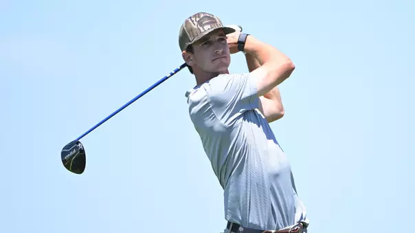Jaime Montojo admires a drive during the second round of the SEC Championship at Sea Island Golf CLub