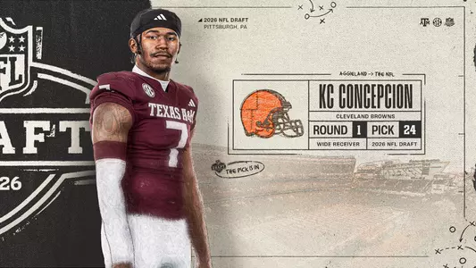 Texas A&M wide receiver KC Concepcion was selected in the first round of the 2026 NFL Draft by the Cleveland Browns on Thursday night.