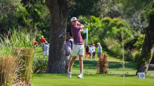Kris Kuvaas uncorks a drive at the SEC Championship on the Seaside Course at Sea Island Golf Club.