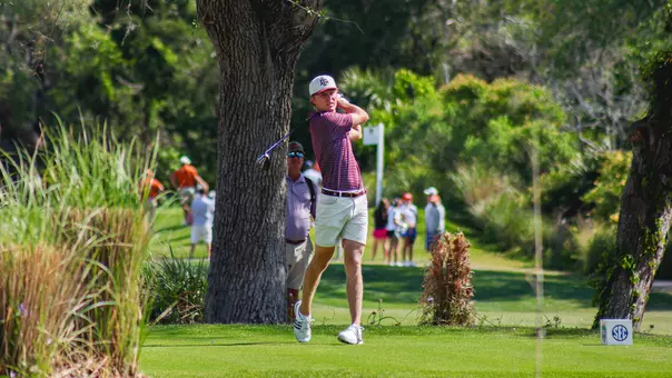 Kris Kuvaas uncorks a drive at the SEC Championship on the Seaside Course at Sea Island Golf Club.
