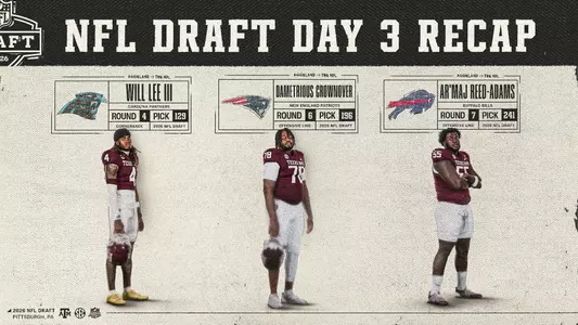 With defensive back Will Lee III, offensive lineman Dametrious Crownover and offensive lineman Ar’maj Reed-Adams all being selected on the final day of the 2026 NFL Draft on Saturday, Texas A&M tied its program record with 10 overall selections at the prestigious event.