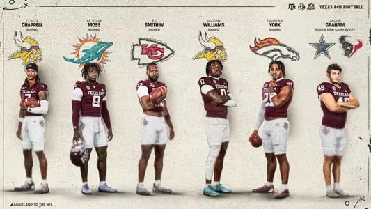Five former Texas A&M football student-athletes have agreed to terms with four different NFL organizations to join as undrafted free agents, while one other was invited to two rookie mini camps.