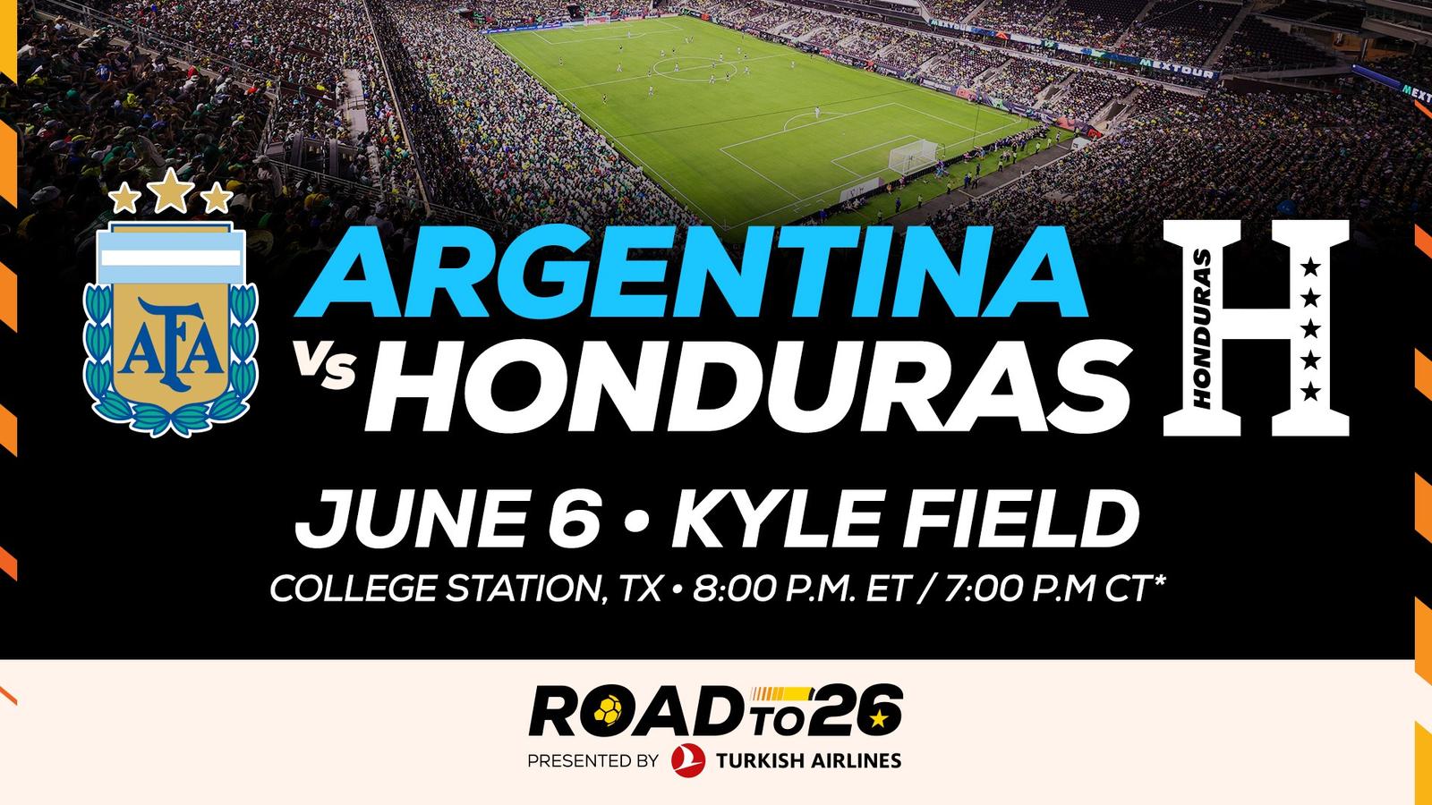 Campeón del Mundo Argentina enfrentará a Honduras en el Estadio Kyle como parte de la serie Road to 26