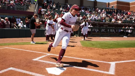 COLLEGE STATION, TX - April 19, 2026 - Frankie Vrazel #8 of the Texas A&M Aggies during the game between the Mississippi St. Bulldogs and the Texas A&M Aggies at Davis Diamond in College Station, TX. Photo By Evan Pilat/Texas A&M Athletics