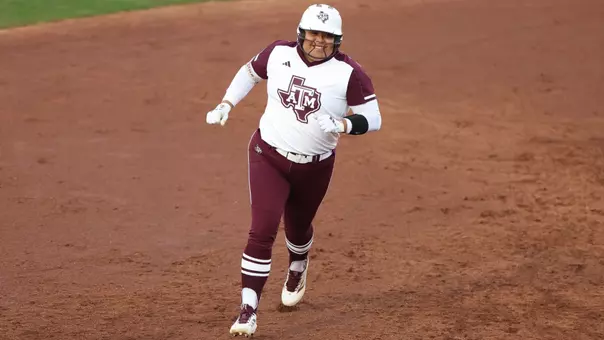 COLLEGE STATION, TX - February 27, 2026 - Mya Perez #24 of the Texas A&M Aggies during the game between the Kennesaw State Owls and the Texas A&M Aggies at Davis Diamond in College Station, TX. Photo By Evan Pilat/Texas A&M Athletics