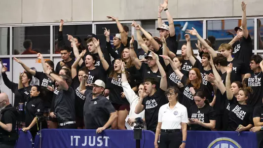 COLLEGE STATION, TX - February 21, 2026 - Texas A&M Aggie Swimming and Diving Team during the game between the Texas A&M Aggies and the Texas A&M Aggies at Rec Center Natatorium in College Station, TX. Photo By Bailee Wagner