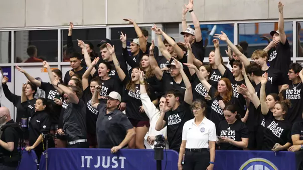 COLLEGE STATION, TX - February 21, 2026 - Texas A&M Aggie Swimming and Diving Team during the game between the Texas A&M Aggies and the Texas A&M Aggies at Rec Center Natatorium in College Station, TX. Photo By Bailee Wagner