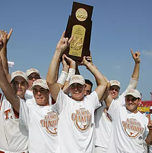 Texas Baseball with World College Series trophy
