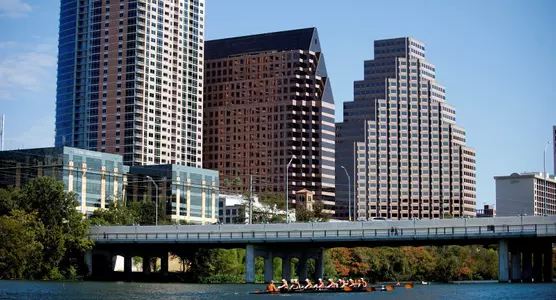 Women's Rowing along Austin Skyline 2