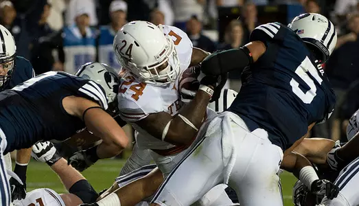 Joe Bergeron pushes through BYU players