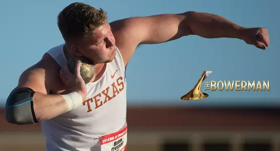 Ryan Crouser with Bowerman logo