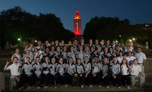 2015 Texas men's swimming and diving UT Tower lightiing