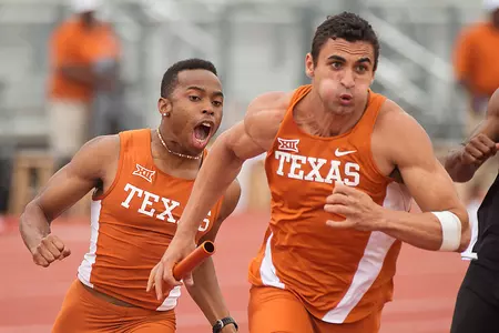 Carlton Anumnu hands off the baton to Basil Fares