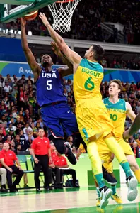 Olympics: Basketball-Men's Team-Preliminary AUS vs USA