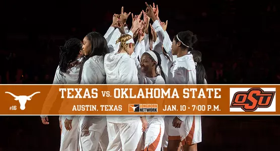Texas WBB vs. Oklahoma State 1 Preview Graphic