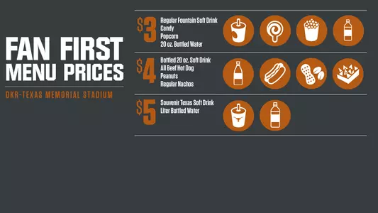 Fan First Menu Prices for Texas Football