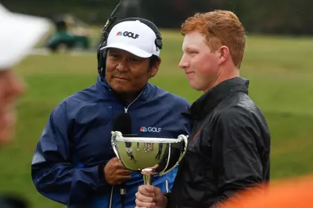 Notah Begay III interviews Texas Longhorns' Travis Vick for the Golf Channel during the 2019 East Lake Cup at the East Lake Golf Course on Wednesday, Oct. 30, 2019. (Photo by Kristin M. Bradshaw)Notah Begay III interviews Texas Longhorns' Travis Vick for the Golf Channel during the 2019 East Lake Cup at the East Lake Golf Course on Wednesday, Oct. 30, 2019. (Photo by Kristin M. Bradshaw)