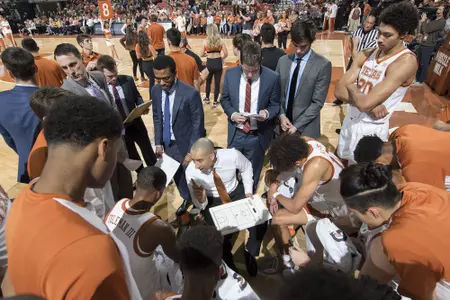 Texas huddle with Shaka Smart