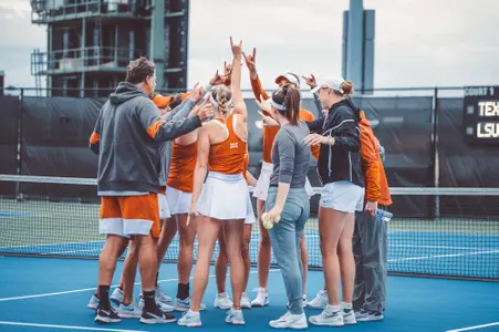 Texas Longhorns team huddle