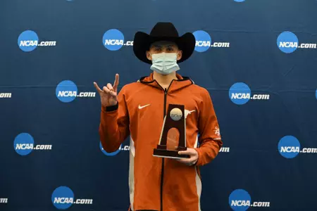 Carson Foster - 400 IM trophy at 2021 NCAA meet
