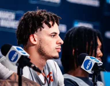 Christian Bishop ncaa presser in Milwaukee