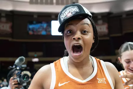 Aaliyah Moore celebration 22 big 12 tourney title