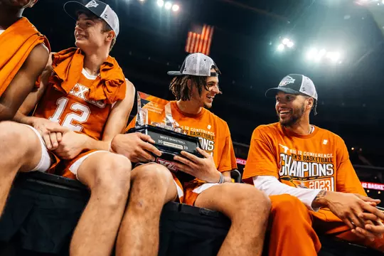 Christian Bishop and Timmy Allen following the victory over Kansas