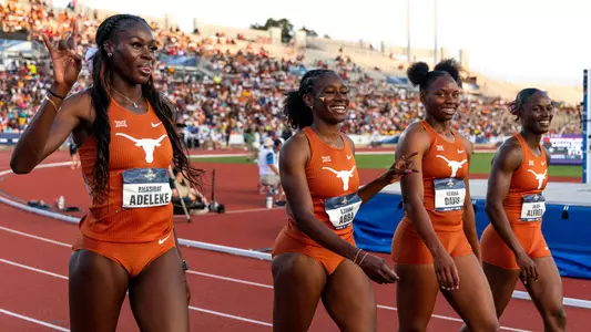 The Texas 4x100 relay team following their win on Saturday