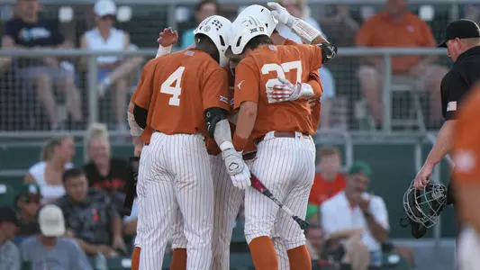 Texas celebrates a homer during Sunday's game against Miami