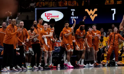 texas mbb bench at WVU