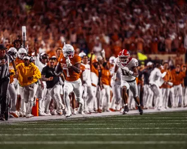 Jahdae Barron returning an interception vs. Georgia on Oct. 19.