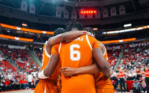 pre-game starters huddle at NC State