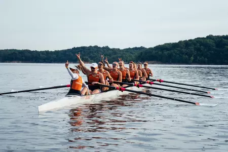 Texas I Eight celebrates its semifinal victory at 2024 NCAA Championships
