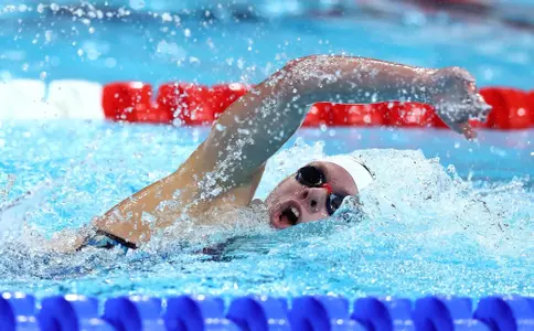 NANTERRE, FRANCE - JULY 28: Erin Gemmell of Team United States competes in the Women’s 200m Freestyle Heats on day two of the Olympic Games Paris 2024 at Paris La Defense Arena on July 28, 2024 in Nanterre, France. (Photo by Maddie Meyer/Getty Images)