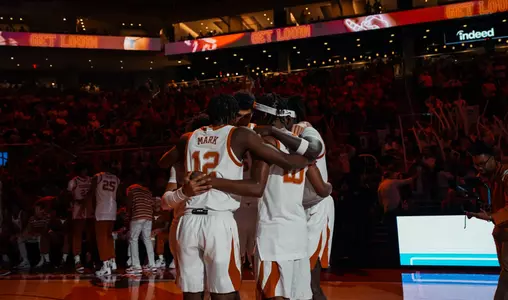 pre-game starters huddle - Men's Basketball