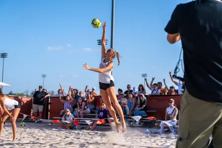 AUSTIN, Texas: The University of Texas Longhorns Beach Volleyball Team at the East vs. West Invitational at Whitaker Sports Complex.
(Photo by Ashleigh Young/University of Texas Athletics)