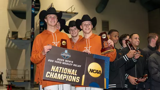 Texas' 200 medley relay team at the 2025 NCAA Championships