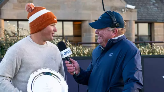 St Andrews, Scotland - Texas men's golfer Daniel Bennett after winning the indivudal competition at The Jubilee Course on 10/13/26 in St Andrews, St Andrews. (Photo by Ashleigh Young/ University of Texas Athletics)