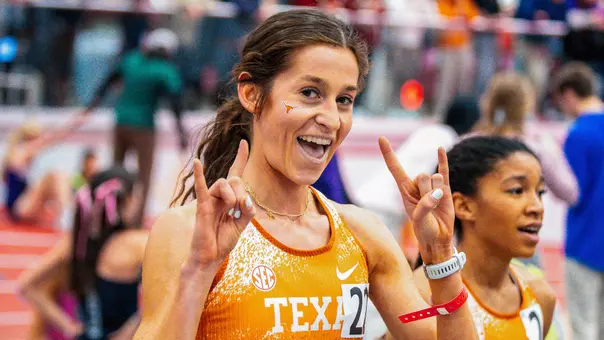 Sophie Atkinson set a Texas program record in the women’s 3,000 meters on Saturday