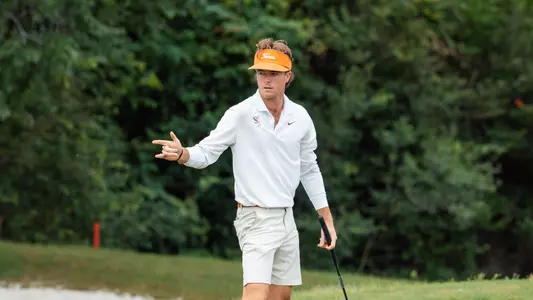 Luke Potter after making putt