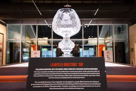 Learfield Directors' Cup trophy display in Hall of Fame