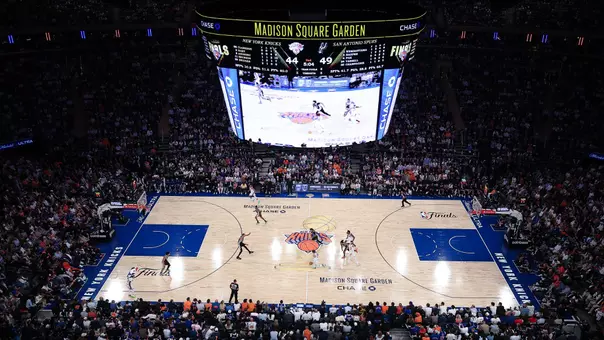 NEW YORK, NEW YORK - JUNE 08: A general view of Madison Square Garden during the second quarter of a game between the San Antonio Spurs and the New York Knicks in Game Three of the 2026 NBA Finals on June 08, 2026 in New York City. NOTE TO USER: User expressly acknowledges and agrees that, by downloading and or using this photograph, User is consenting to the terms and conditions of the Getty Images License Agreement. (Photo by Dustin Satloff/Getty Images)