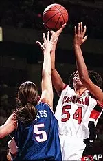 Plenette Pierson scored 27 points and pulled down 10 rebounds in Saturday night's Lady Raider victory.