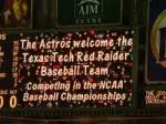Texas Tech arrived in Houston on Wednesday afternoon and took in an Astros game