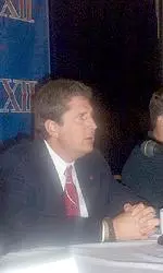 Coach Leach speaks with the media. (Photo courtesy of Big12Sports.com)