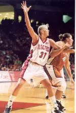 Junior Cisti Greenwalt enters the game against Nebraska with 170 blocks.