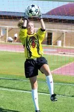 Junior Megan Knauss made seven saves during the match.