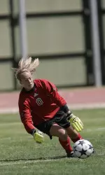 Photo Courtesy of Norvelle Kennedy. Megan Knauss tallied 11 saves during tonight's match.